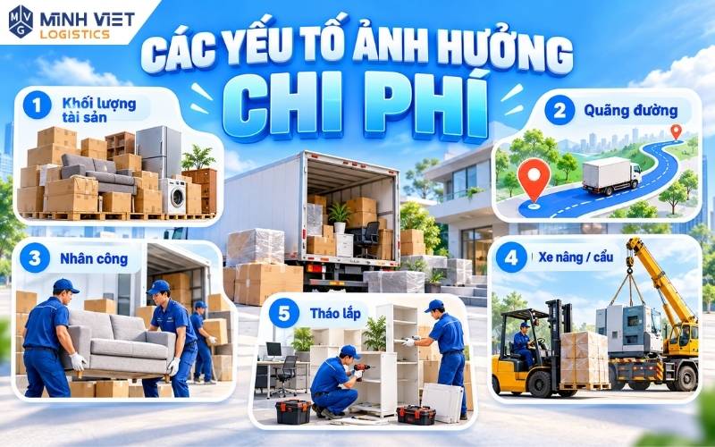 Chi phí chuyển kho phụ thuộc khối lượng, quãng đường và thiết bị sử dụng